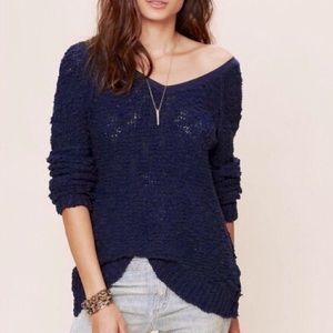 Free People Navy Blue Songbird Sweater